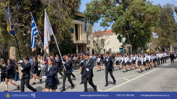 The English School Parade Team Shines at the 25th March Festivities.